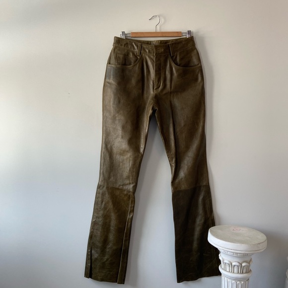 Wilson’s Leather Maxima Green Leather Pants - Picture 2 of 8